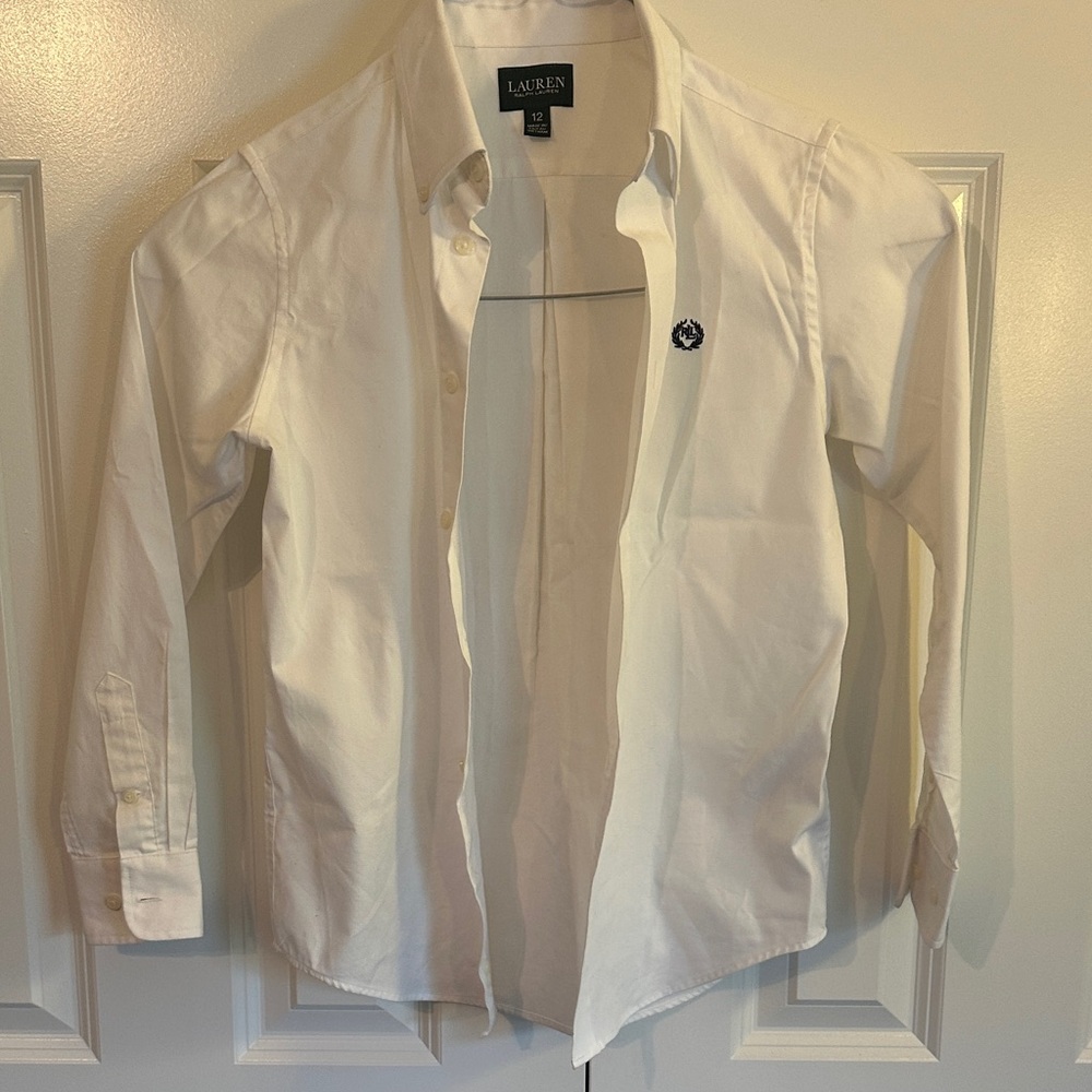 Lauren Ralph Lauren kid’s White Button-Down Dress Shirt